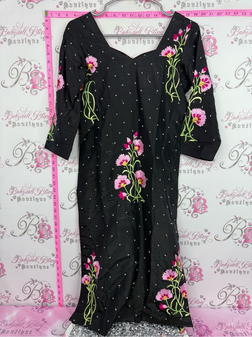 Dress flowers Black Floral Embroidered Women’s Dress